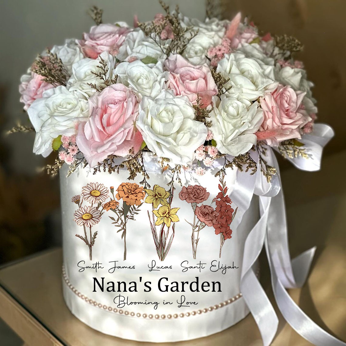 Custom Nana's Garden Birth Flower Pot With Grandkids Name For Mother's Day Gift Ideas
