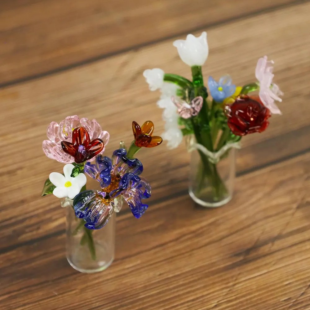 Mini Glass Birth Month Flower For Mom Grandma Christmas Birthday Gift