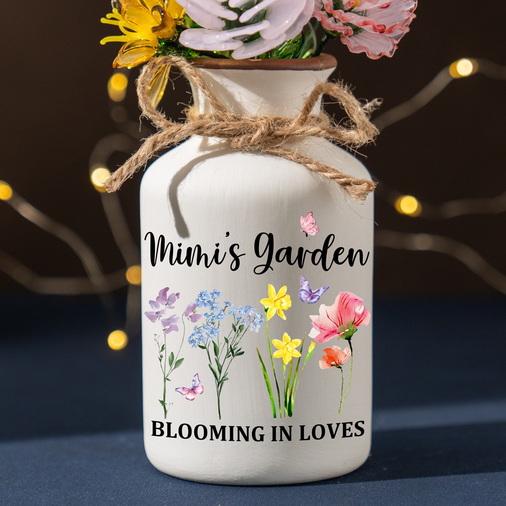 Custom Birth Month Flower Vase For Mother's Day Gift
