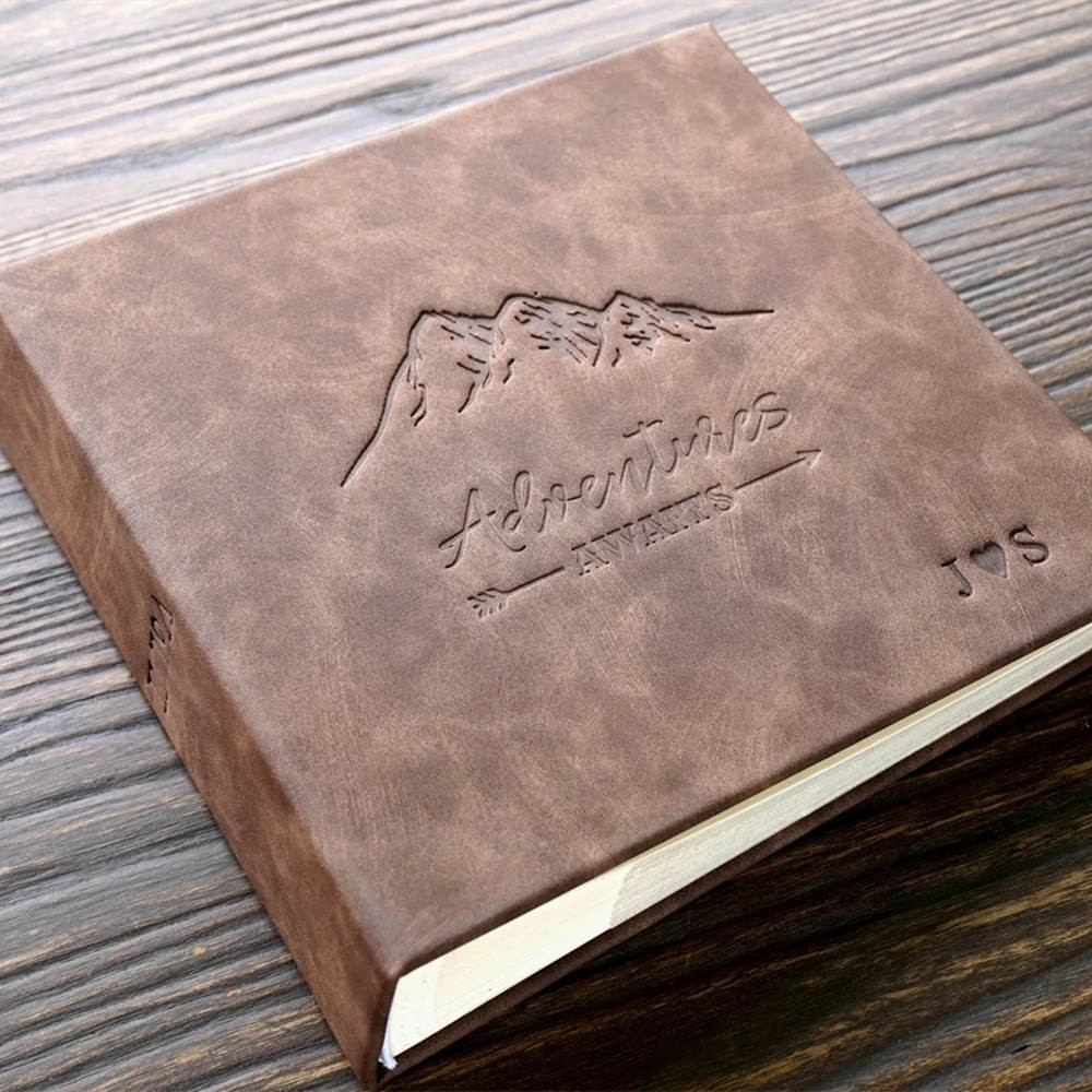Personalized Our Adventure Book Leather Photo Travel Album Gift for Him and Her Valentine's Day Anniversary