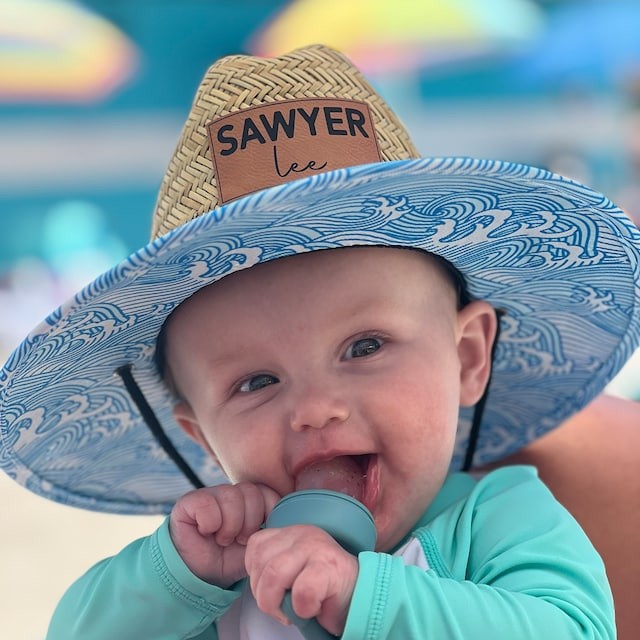 Personalized Straw Sun Name Patch Hat For Baby Toddler Adult