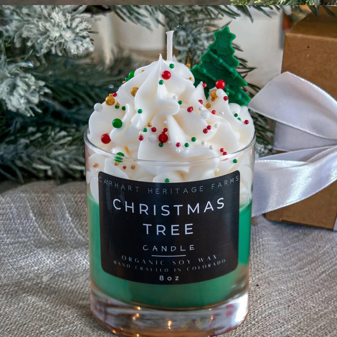 Christmas Tree Holiday Dessert Candle