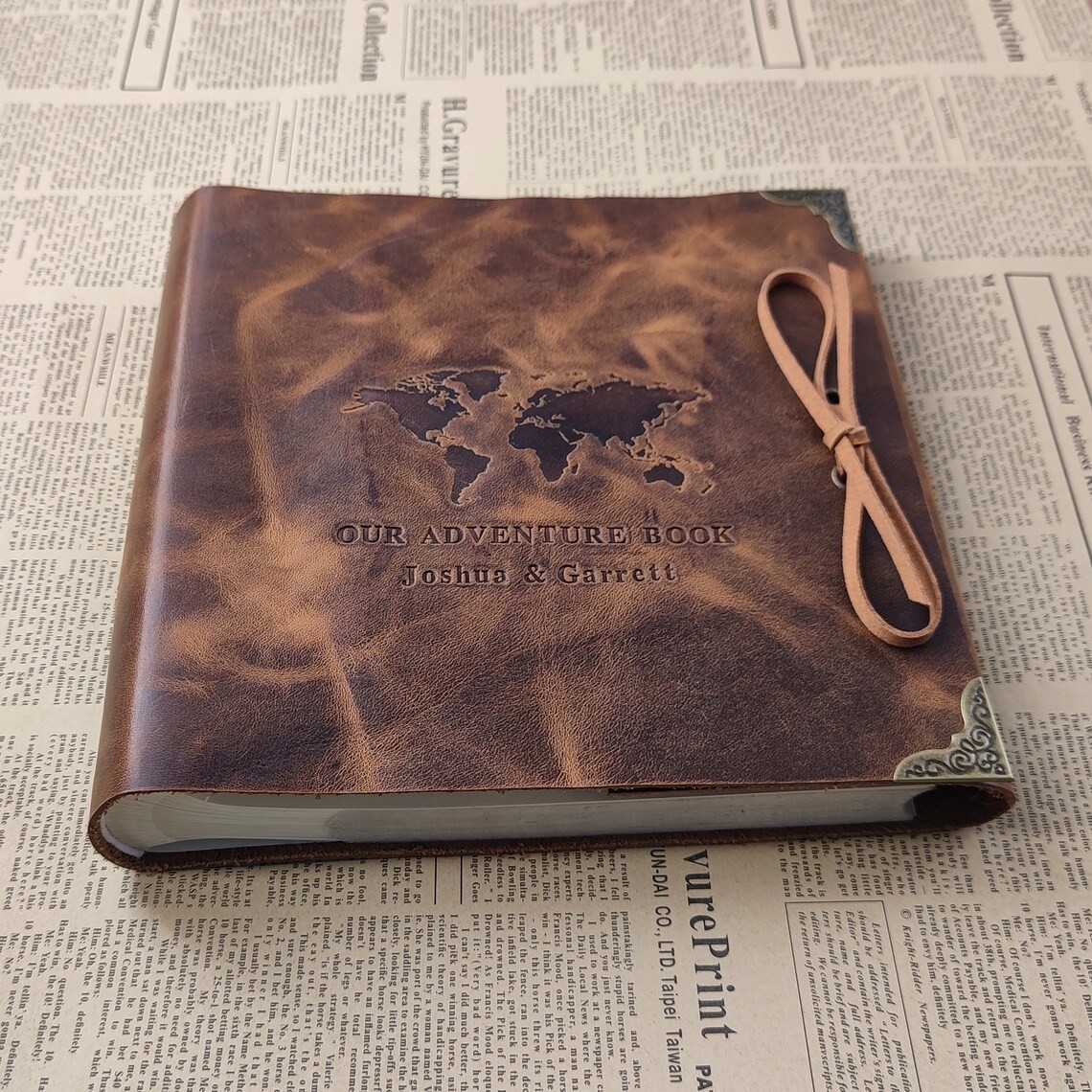 Personalized Our Adventure Book Leather Photo Travel Album Gift for Him and Her Valentine's Day Anniversary