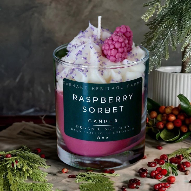 Raspberry Sorbet Dessert Candle