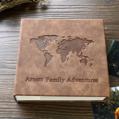 Personalized Our Adventure Book Leather Photo Travel Album Gift for Him and Her Valentine's Day Anniversary