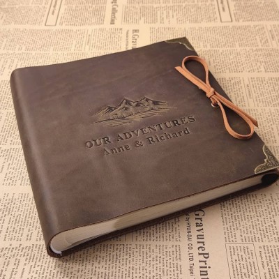 Personalized Our Adventure Book Leather Photo Travel Album Gift for Him and Her Valentine's Day Anniversary