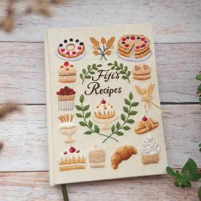 Custom Embroidered Recipe Book Christmas Gift For Mom Grandma Family