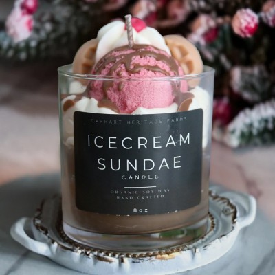 Ice Cream Sundae Dessert Candle
