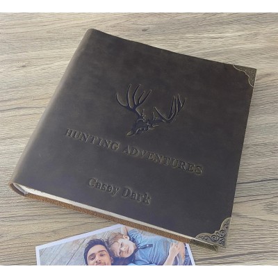 Personalized Our Adventure Book Leather Photo Travel Album Gift for Him and Her Valentine's Day Anniversary