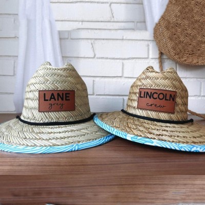 Personalized Straw Sun Name Patch Hat For Baby Toddler Adult