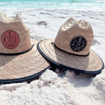 Personalized Straw Sun Name Patch Hat With Initials and Symbols For Baby Toddler Adult