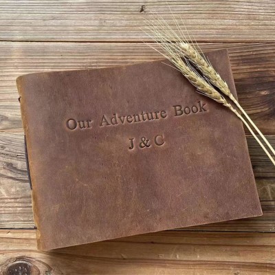 Personalized Our Adventure Book Leather Photo Travel Album Gift for Him and Her Valentine's Day Anniversary