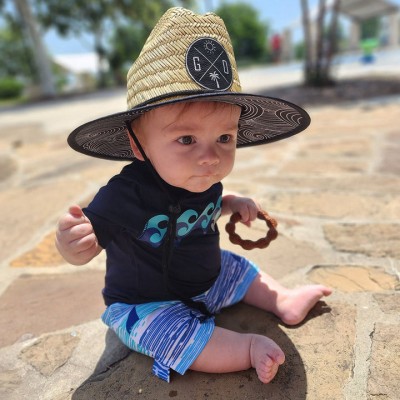 Personalized Straw Sun Name Patch Hat With Initials and Symbols For Baby Toddler Adult