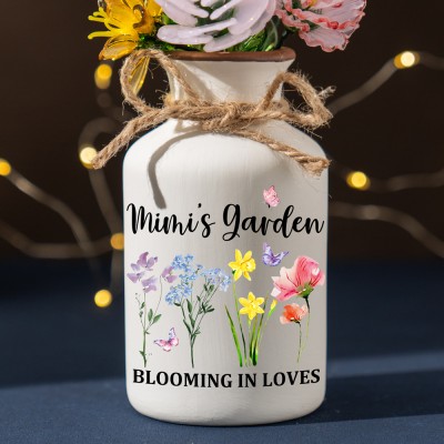 Custom Birth Month Flower Vase For Mother's Day Gift