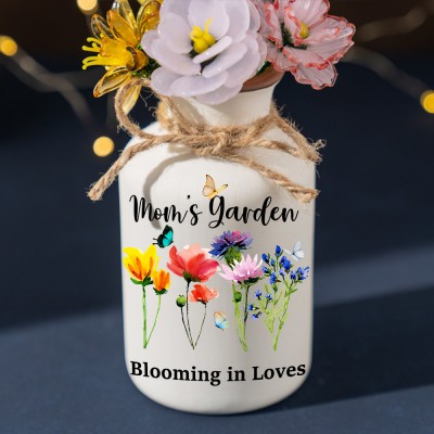 Custom Birth Month Flower Vase For Mother's Day Gift