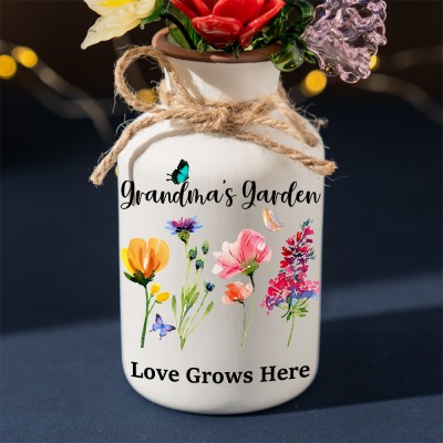 Custom Birth Month Flower Vase For Mother's Day Gift