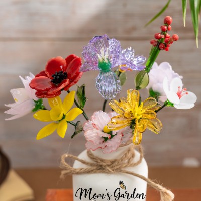 Custom Mom's Garden Glass Birth Month Flower Jan to Dec Flower Unique Mother's Day Gift
