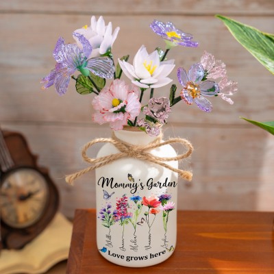 Personalized Glass Birth Month Flower For Mother's Day Mom Grandma Unique Gift Ideas