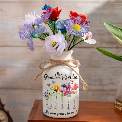 Personalized Glass Birth Month Flower For Mother's Day Mom Grandma Unique Gift Ideas