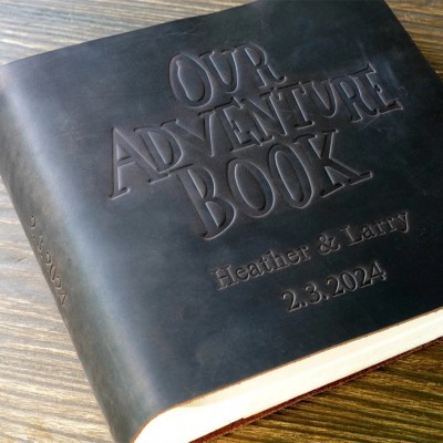 Personalized Our Adventure Book Leather Photo Album Gift for Him and Her Valentine's Day Anniversary