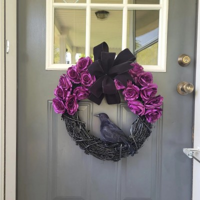 Halloween Raven Wreath Fall Door Hanger Home Decor 