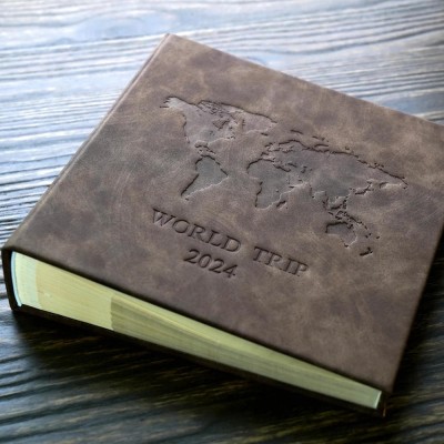 Personalized Our Adventure Book Leather Photo Travel Album Gift for Him and Her Valentine's Day Anniversary