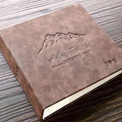 Personalized Our Adventure Book Leather Photo Travel Album Gift for Him and Her Valentine's Day Anniversary