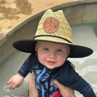 Personalized Straw Sun Name Patch Hat With Initials and Symbols For Baby Toddler Adult