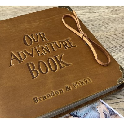 Personalized Our Adventure Book Leather Photo Album Gift for Him and Her Valentine's Day Anniversary