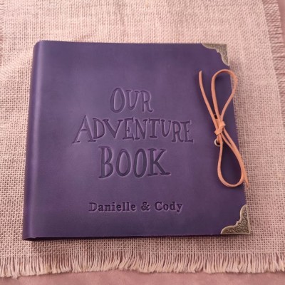 Personalized Our Adventure Book Leather Photo Album Gift for Him and Her Valentine's Day Anniversary