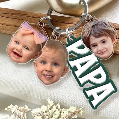 Personalized Daddy Keychain With Photo Charm For Father's Day Gift
