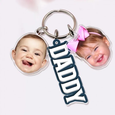 Personalized Daddy Keychain With Photo Charm For Father's Day Gift