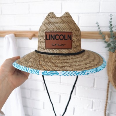 Personalized Straw Sun Name Patch Hat For Baby Toddler Adult