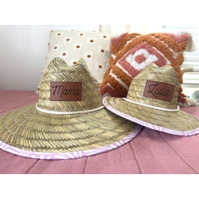 Personalized Straw Sun Name Patch Hat For Baby Toddler Adult