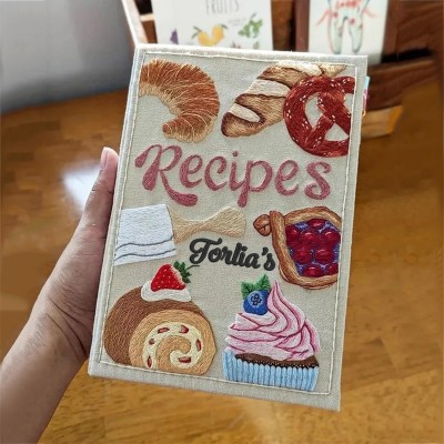 Custom Embroidered Recipe Book Christmas Gift For Mom Grandma Family