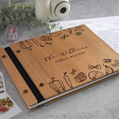 Personalized Wood Recipe Book For Family Mother's Day Gift Ideas