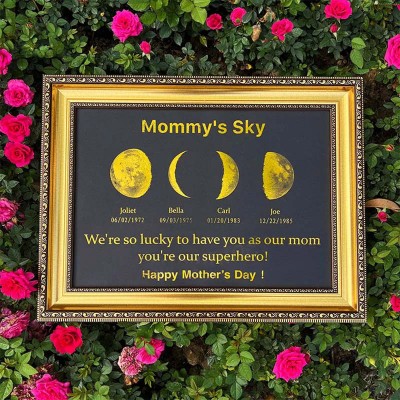 Custom Moon Phase Wooden Sign Warm Wall Art For Mother's Day Gift